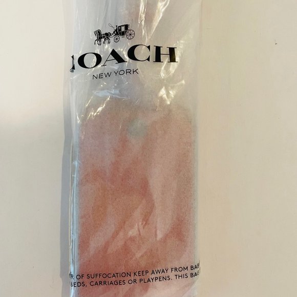 COACH LARGE LUGGAGE TAG IN LEATHER bright orange, plastic id window - Picture 3 of 16